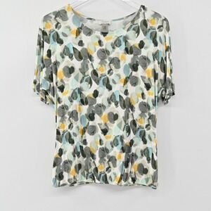 Gerry Weber Green Top Womens Size 6 Abstract Print Lightweight Comfy Matrure